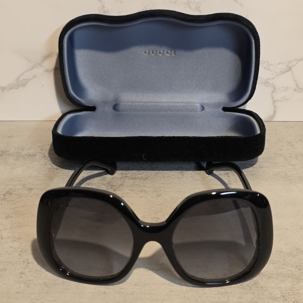 GUCCI GG1235S 001 Black 55-22-140 Sunglasses With Case Authentic